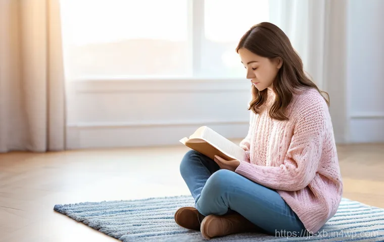 정서적 민첩성을 개발하기 위한 일일 루틴 - **Prompt 1: Naming Emotions in a Cozy Space**
    A young woman with soft, shoulder-length brown hai...