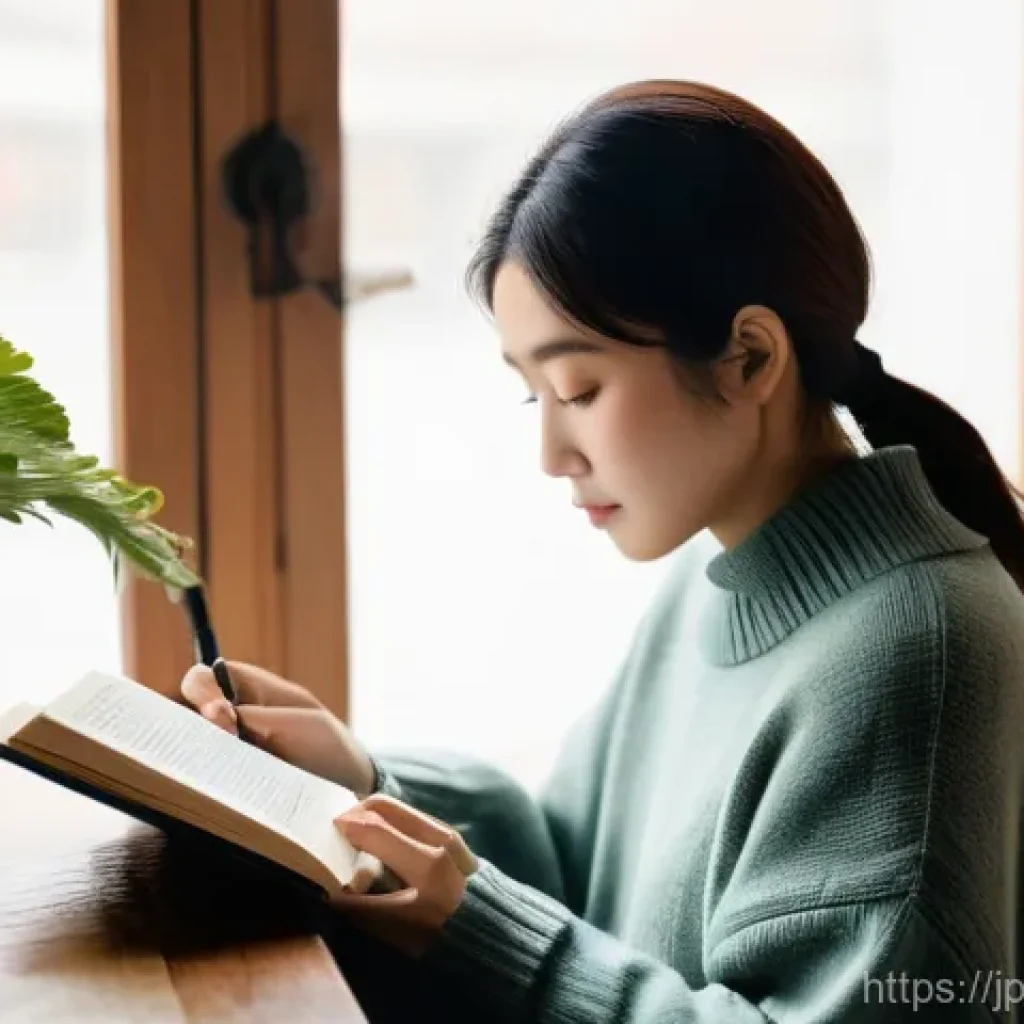 정서적 민첩성을 높이기 위한 코칭 기법 - **Prompt:** A young Japanese woman (20s-30s) is sitting comfortably in a brightly lit, cozy room, su...