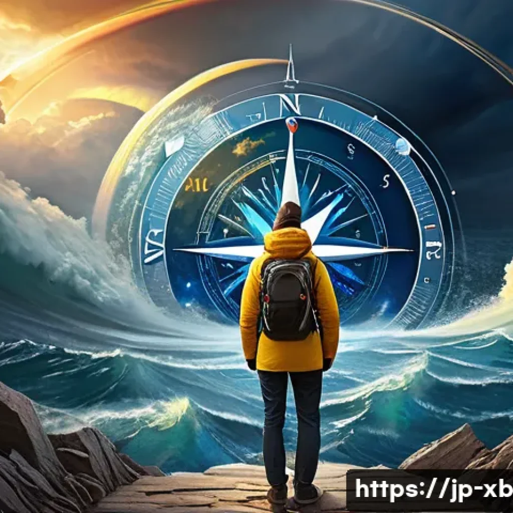 정서적 민첩성 개발을 위한 자가 진단 체크리스트 - **"Emotional Compass Amidst the Storm"**
    Visualize a serene adult figure, dressed in smart casua...