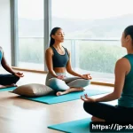 정서적 민첩성을 위한 체험 학습 프로그램 - A serene workshop scene featuring a diverse group of adults practicing mindfulness meditation in a b...
