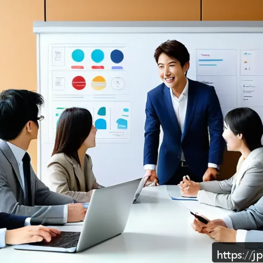 정서적 민첩성을 기르기 위한 비즈니스 사례 - A diverse Japanese office team in a modern workspace, sharing emotions openly during a meeting; natu...